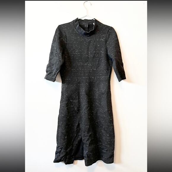 Sea New York dress wool blend mock neck charcoal grey space dye pattern shift - Picture 1 of 9
